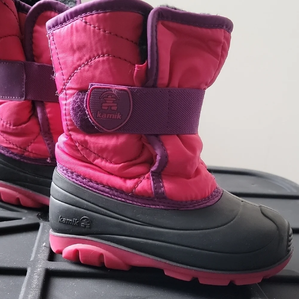 Kamik Vibrant Pink and Purple Snow Boots Size 10 Toddler Girl
